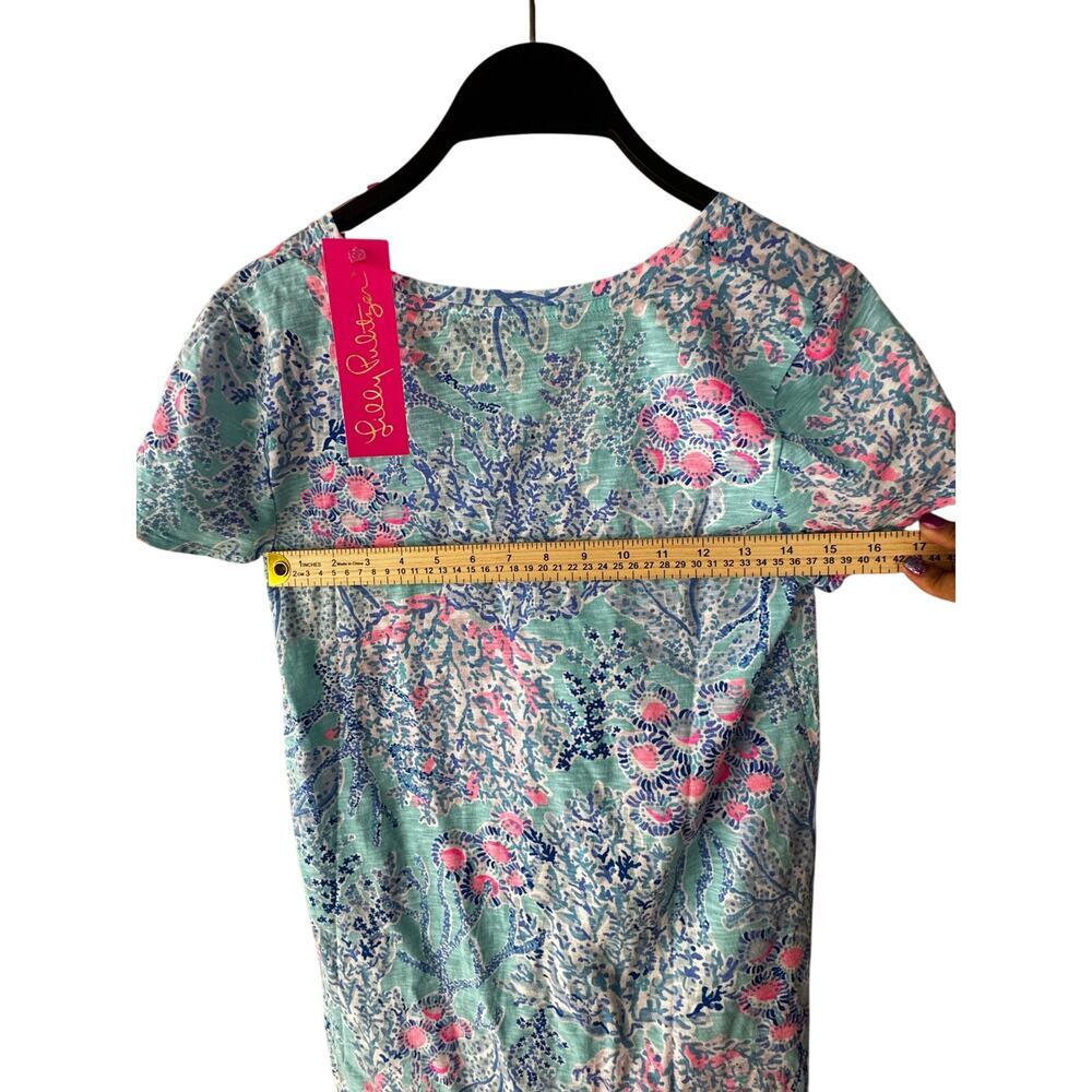 Lilly Pulitzer Etta V-Neck‎ T-Shirt Top XS Blue Ibiza Now You Sea Me NWT $48 - Picture 7 of 7
